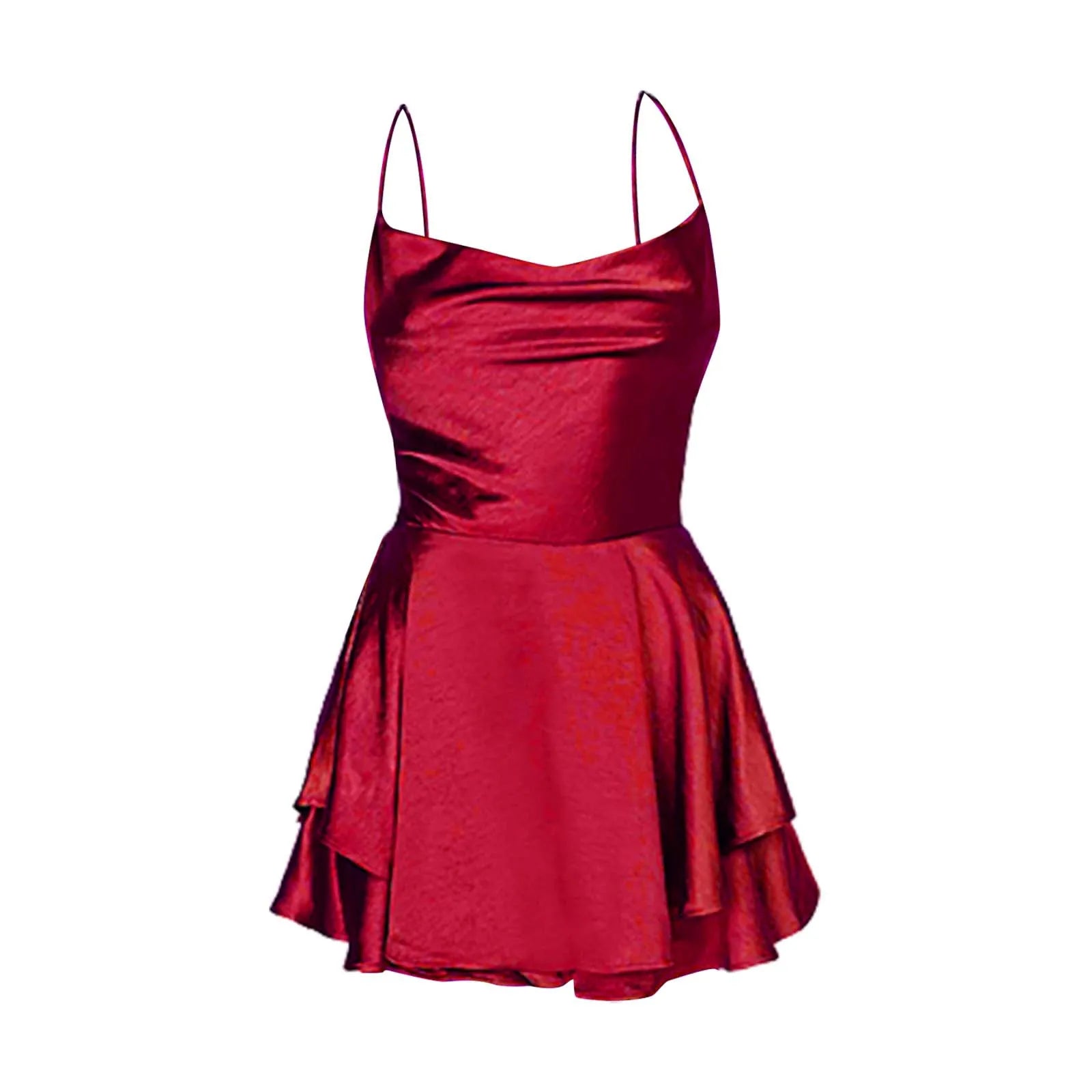 Elegant Sexy Backless Ruffled Halter Red Skirt Summer Evening Party Dresses Party Dress image 5