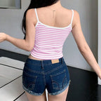 Solid Striped Slim Crop Top image 6
