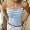 Solid Striped Slim Crop Top image 1