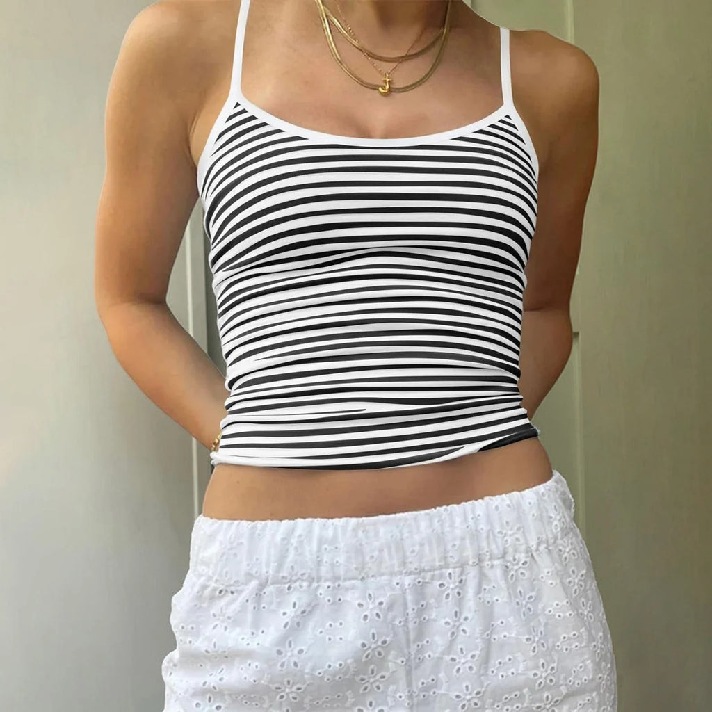 Solid Striped Slim Crop Top image 3