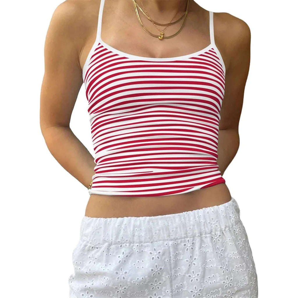 Solid Striped Slim Crop Top image 7