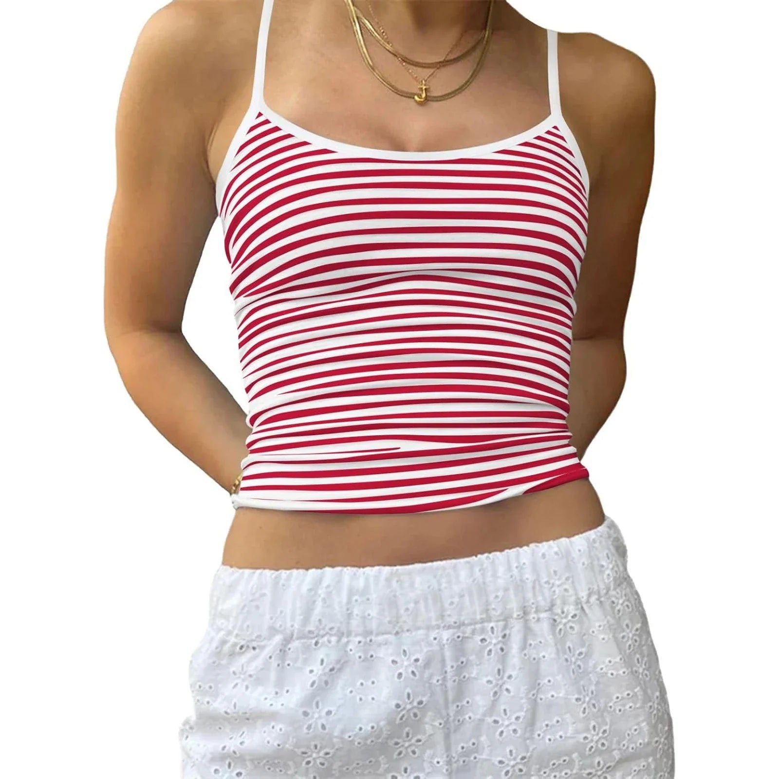 Solid Striped Slim Crop Top image 7