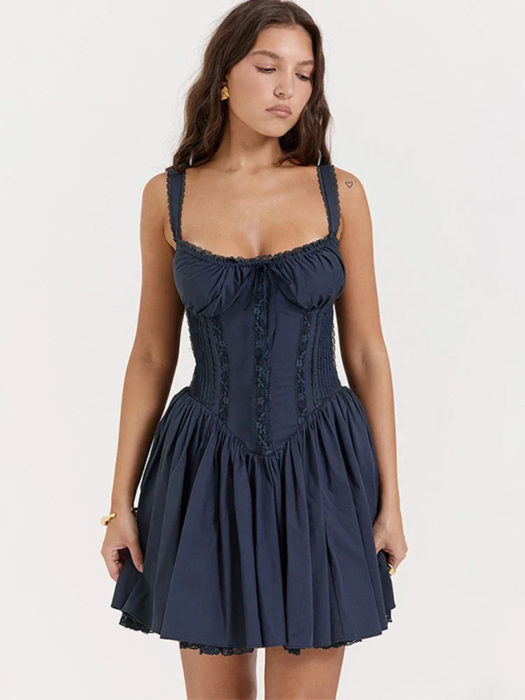 Cute Elegant Italian Noodle Strap Lace Up Red Party Dress image 4