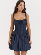 Cute Elegant Italian Noodle Strap Lace Up Red Party Dress image 4