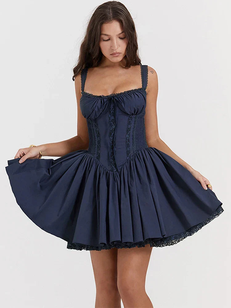 Cute Elegant Italian Noodle Strap Lace Up Red Party Dress image 3