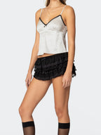 Dots Print Satin Lace Crop Top image 5