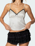 Dots Print Satin Lace Crop Top image 1