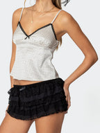 Dots Print Satin Lace Crop Top image 3