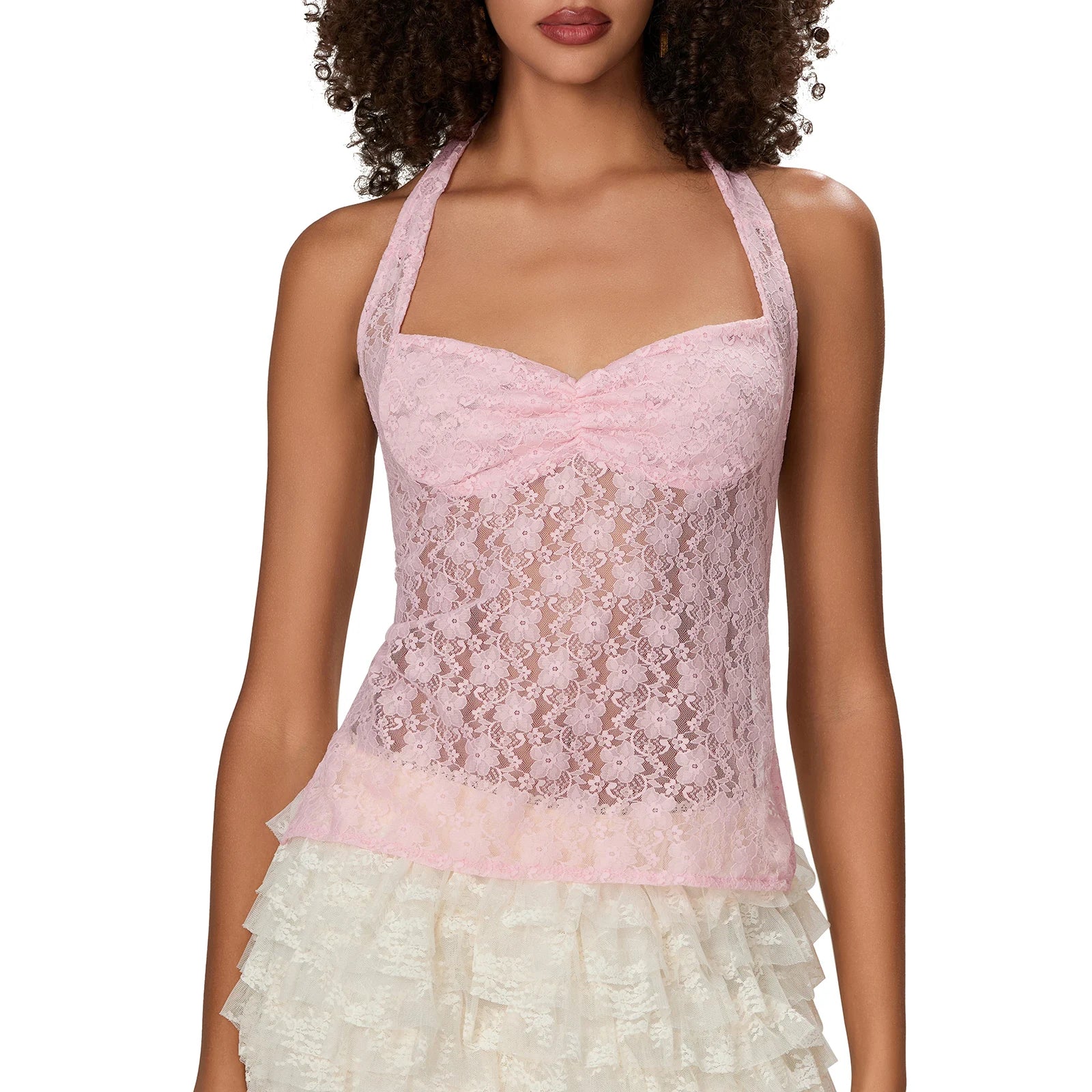 Lace Halter Tie-Up Crop Top image 9