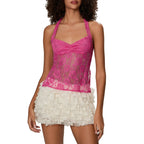 Lace Halter Tie-Up Crop Top image 10