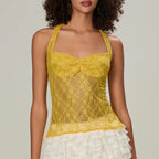 Lace Halter Tie-Up Crop Top image 6
