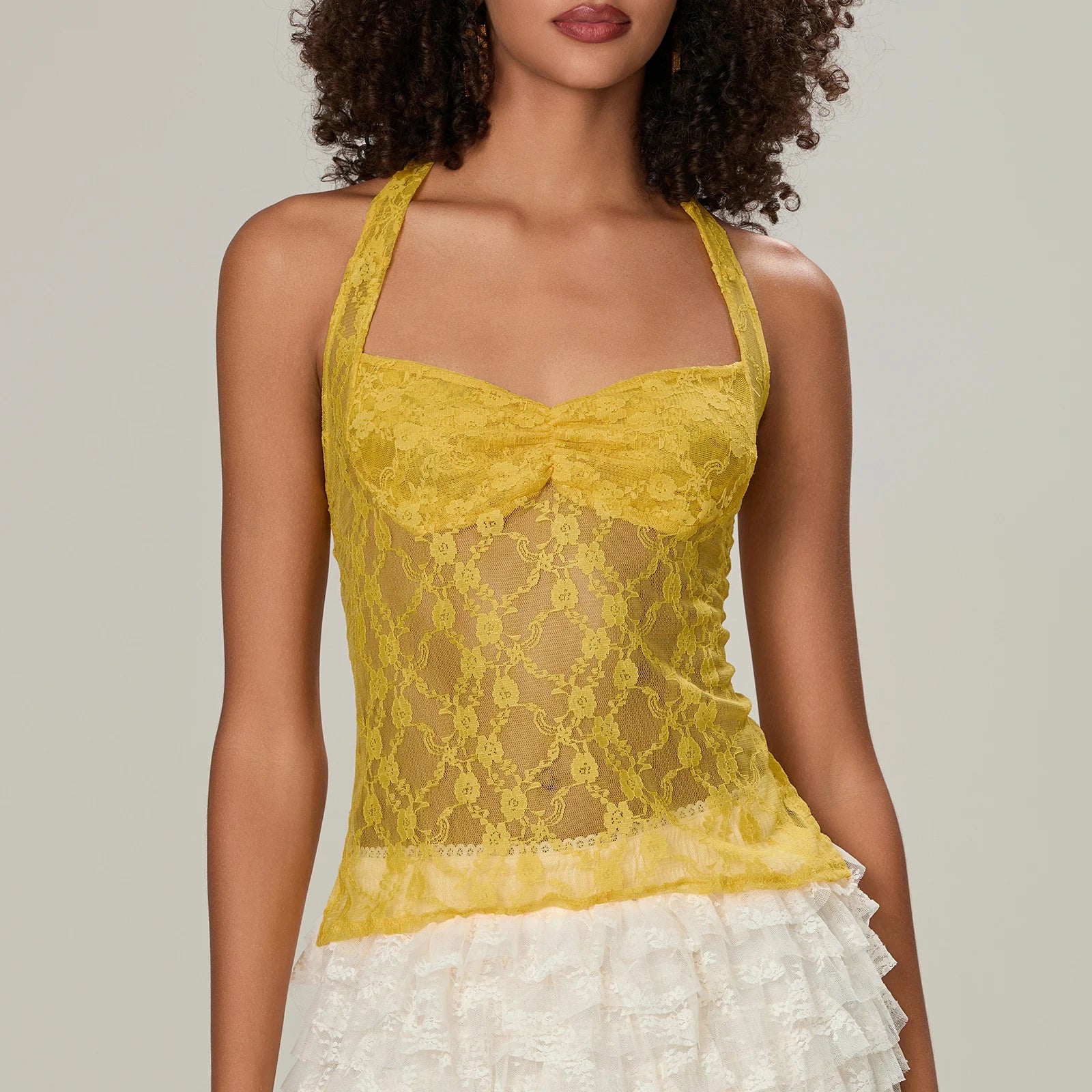 Lace Halter Tie-Up Crop Top image 6