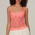 Lace Halter Tie-Up Crop Top image 5
