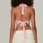 Lace Halter Tie-Up Crop Top image 2