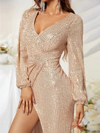 Sequin Surplice Party Dress image 6
