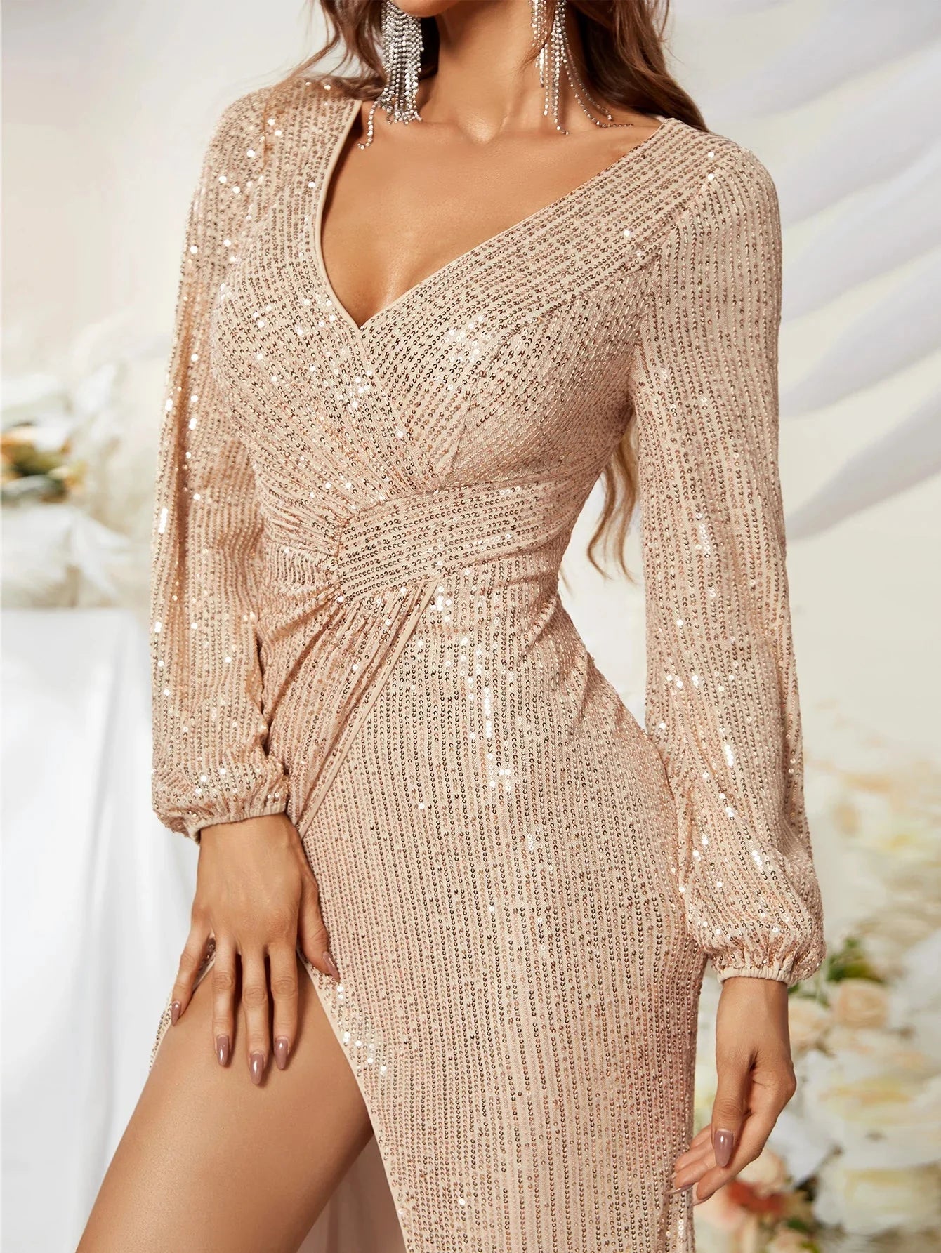 Sequin Surplice Party Dress image 6