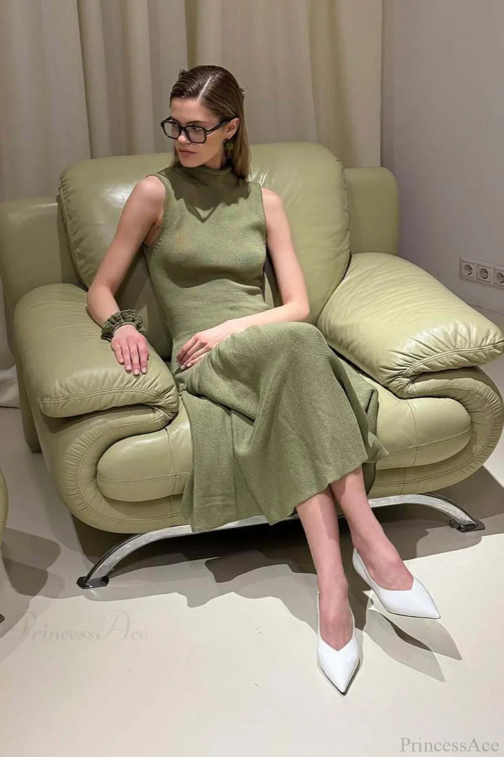 A Line Knit Fitted Maxi Dress image 3