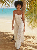 A-line Lace Backless Vacation Dress image 3