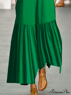 A-Line Long Sleeves Pleated Solid Classic Color Lapel Collar Midi Dresses image 5