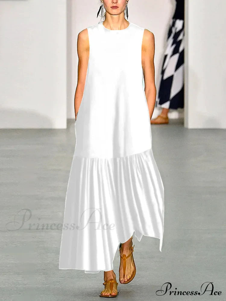 A-Line Long Sleeves Pleated Solid Classic Color Lapel Collar Midi Dresses image 3