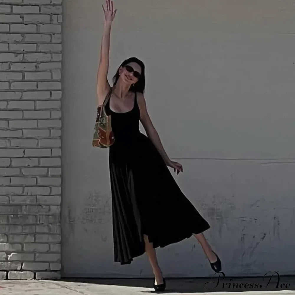 A Line Sleeveless O Neck Summer Casual Party Beach Club Midi Dress image 3