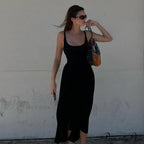 A Line Sleeveless O Neck Summer Casual Party Beach Club Midi Dress image 2