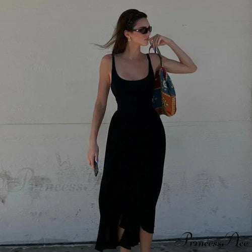 A Line Sleeveless O Neck Summer Casual Party Beach Club Midi Dress image 2
