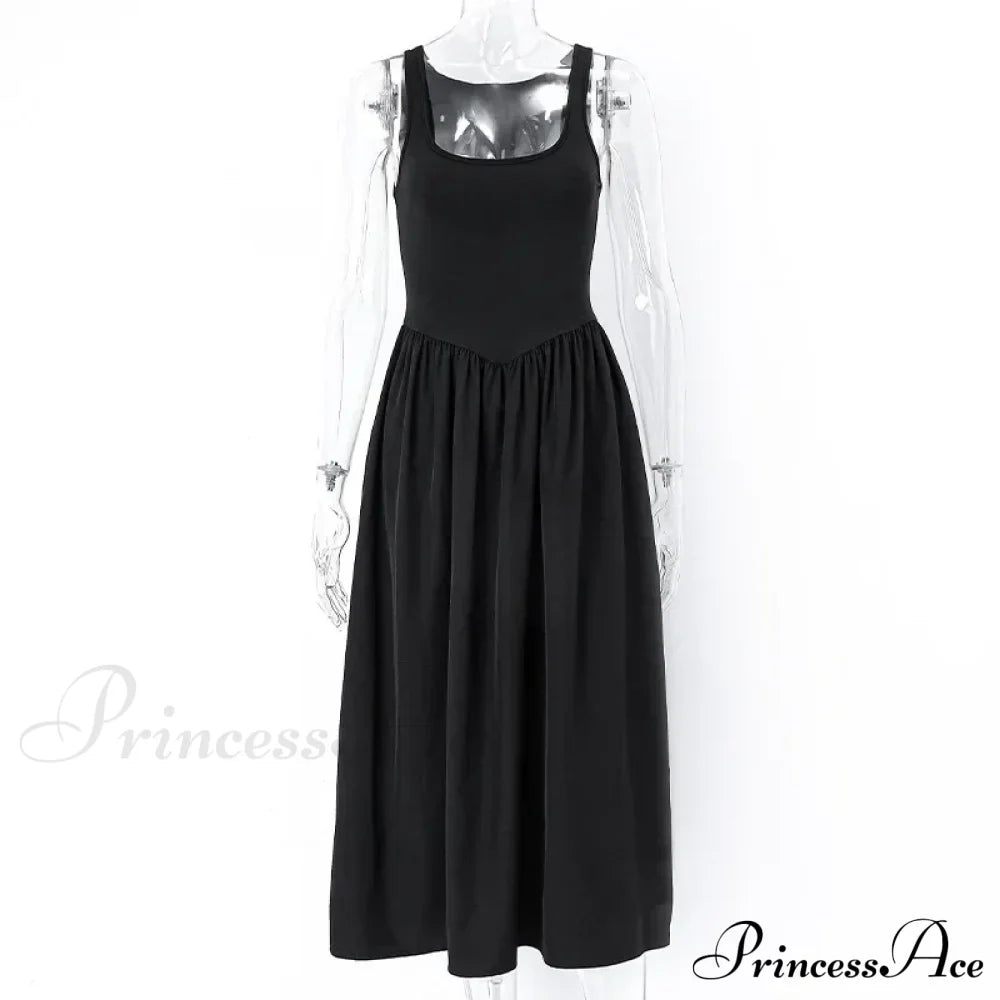 A Line Sleeveless O Neck Summer Casual Party Beach Club Midi Dress image 4
