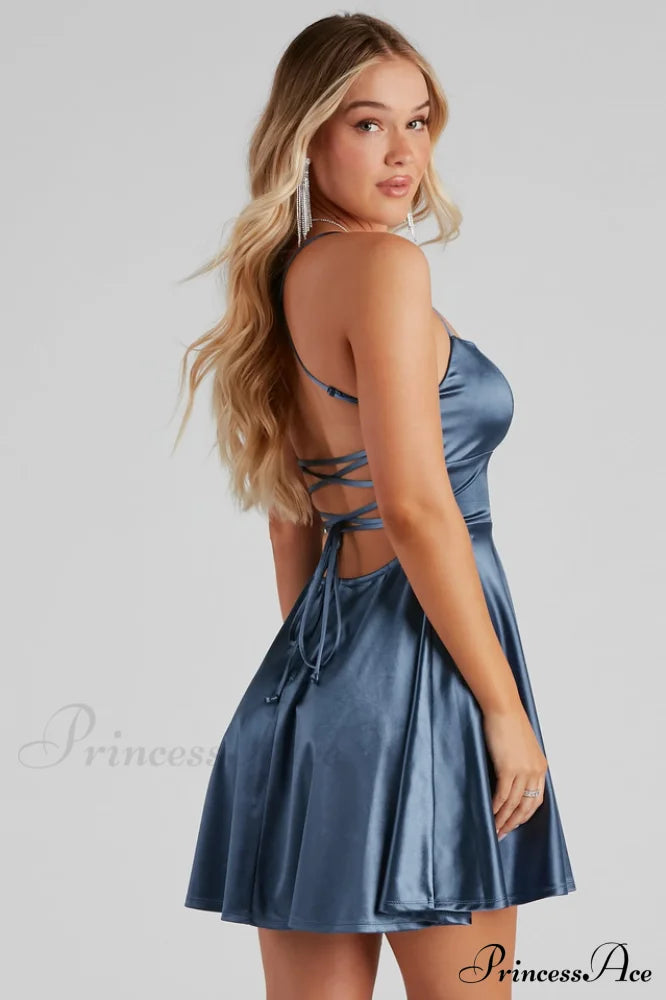 A Moment In Satin Skater Dress image 14