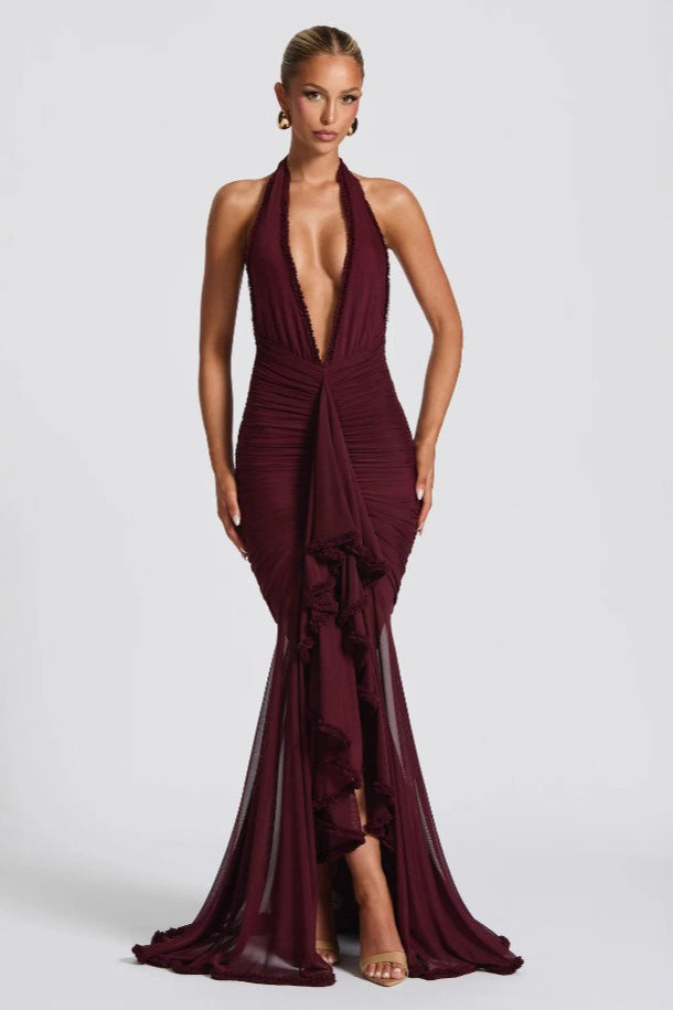Sexy Deep V Halter Mermaid Party Dress image 1