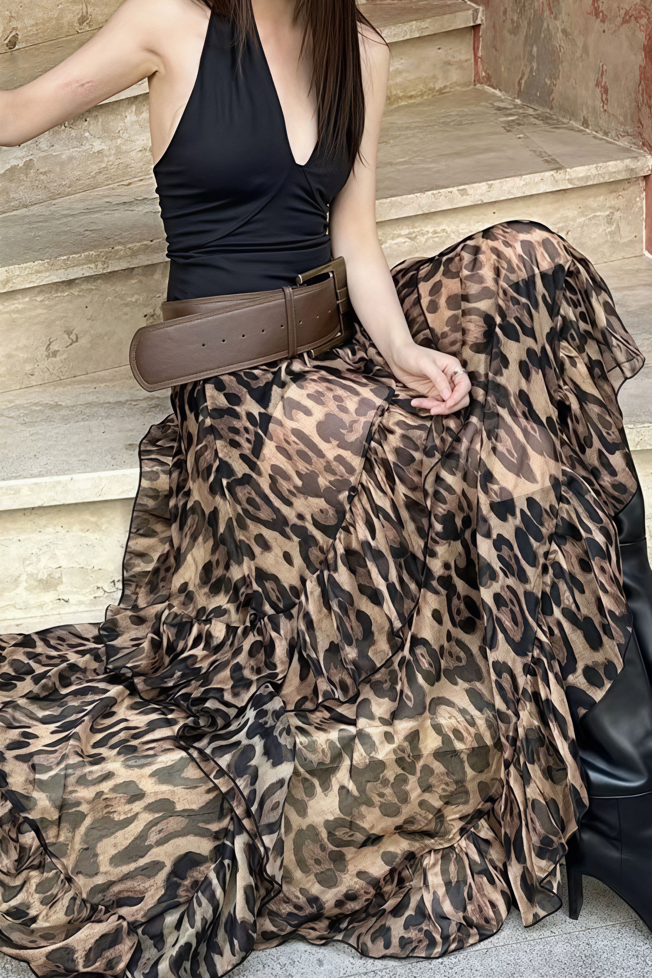 Street Style Leopard Flowy Layer Skirt image 2