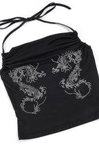 Y2K Drape Dragon Print Halter Top image 6