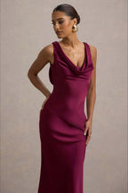 Satin Cowl Neck Fishtail Party Dress image 9