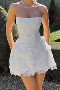 Solid Bustier Embroidered Cocktail Dress image 1