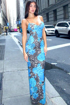 Leopard Floral Print Bodycon Cami Maxi Dress image 4