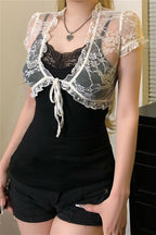 Lace Patchwork Mesh Twin Set Blouse image 2