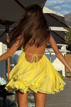 Solid Loose Flowy High Waist V Neck Cami Mini Dress image 4
