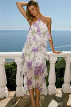Tiered Ruffle Chiffon Print Maxi Dress image 1