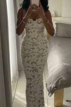 Tie Slim Split Lace Cami Maxi Dress image 4