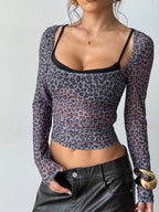 Leopard Print Layered Crop Top image 4