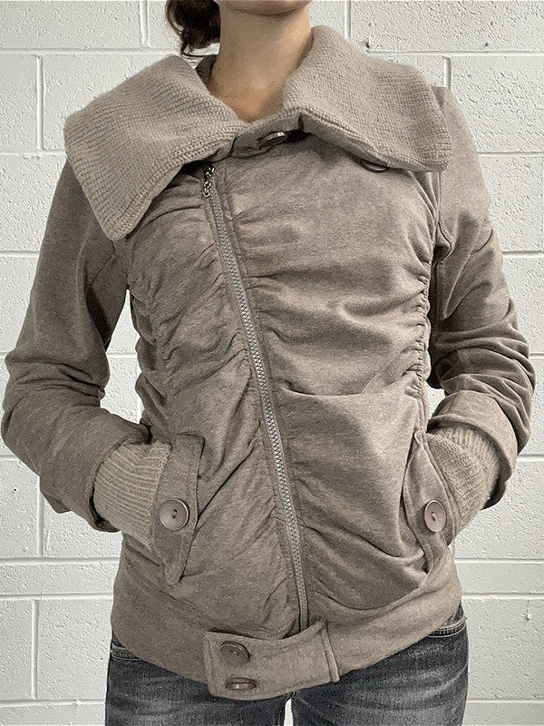 Pleated Lapel Knit Jacket Coat image 1