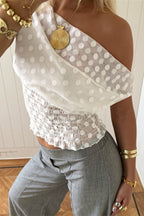 Stylish Polka Dot Mesh Irregular Blouse image 4
