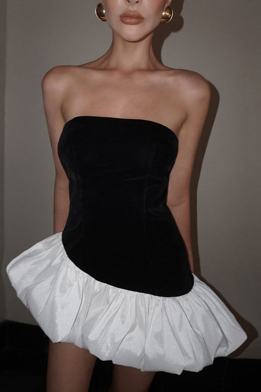 Fall Chic Elegant Strapless Peplum Mini Party Dress image 2