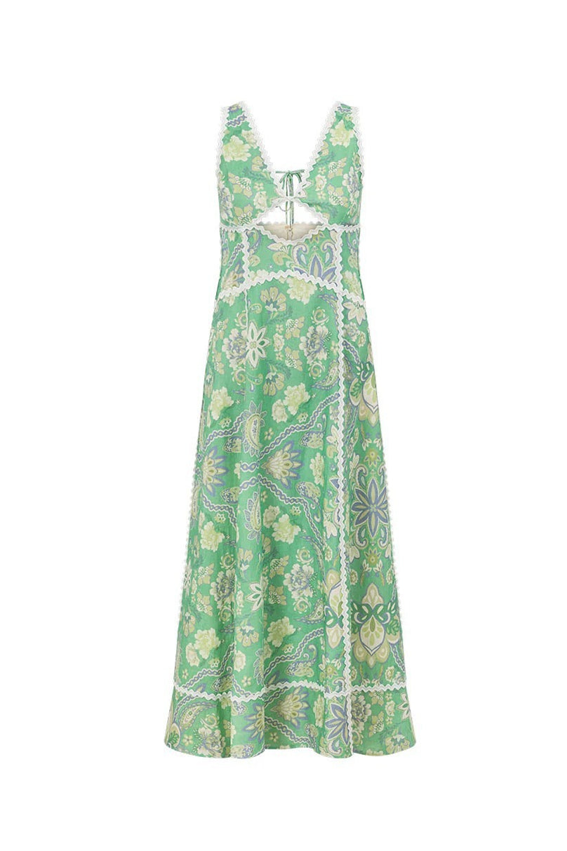 Fresh Floral Lace Spliced Long Boho Dress image 6
