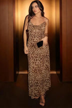 Silky Leopard Swing Ruffle Club Maxi Dress image 6