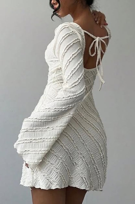 Boat Neck Backless A-Line Sweater Dress image 2