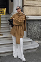 Vintage British-Style Wool Midi Oversized Coat image 2