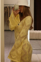 Knit Argyle Jacquard Long Sleeve Maxi Dress image 13