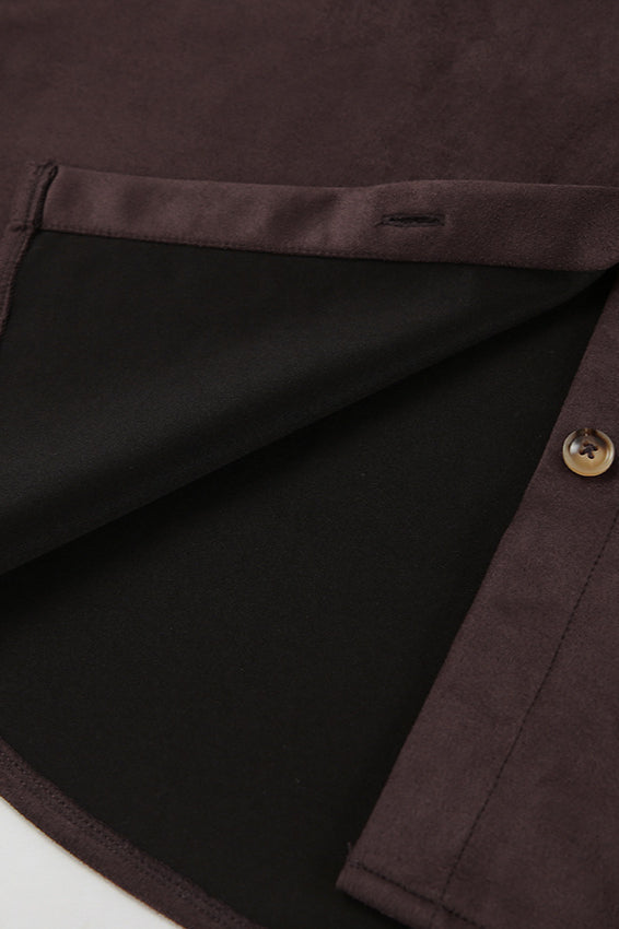 Brown Suede Loose Blazer Coat image 6