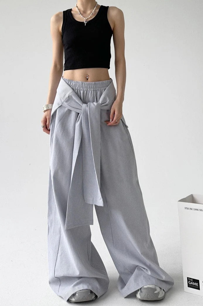 Striped Casual Tie Waist Wide Leg Pants image 5